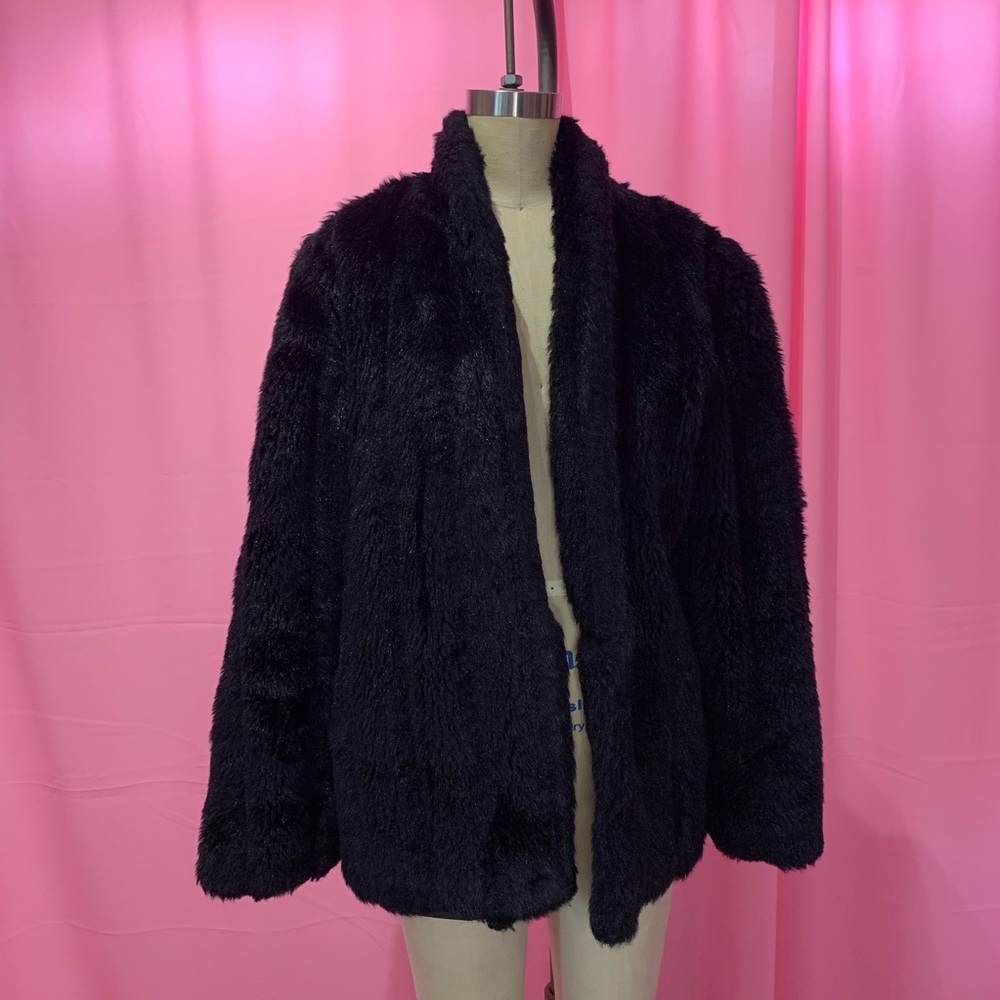 Vintage Elizabeth black faux fur coat